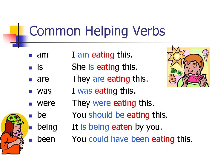 Common Helping Verbs n n n n am is are was were be being