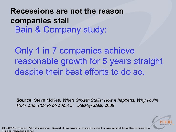 Recessions are not the reason companies stall Bain & Company study: Only 1 in