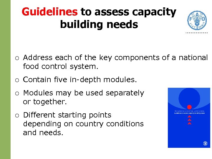 Guidelines to assess capacity building needs ¡ Address each of the key components of