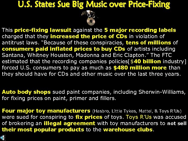 U. S. States Sue Big Music over Price-Fixing This price-fixing lawsuit against the 5