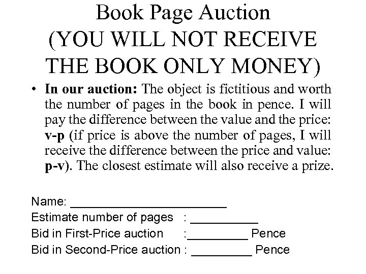 Book Page Auction (YOU WILL NOT RECEIVE THE BOOK ONLY MONEY) • In our