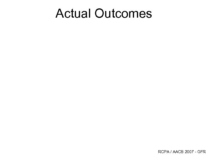 Actual Outcomes RCPA / AACB 2007 - GFR 