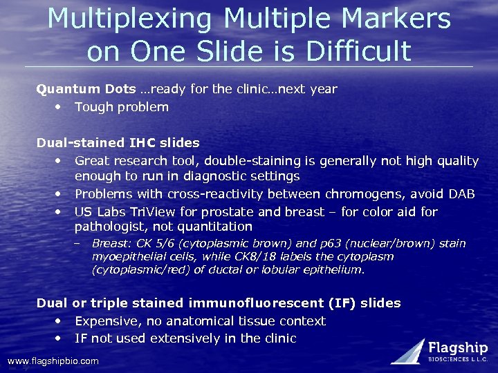 Multiplexing Multiple Markers on One Slide is Difficult Quantum Dots …ready for the clinic…next