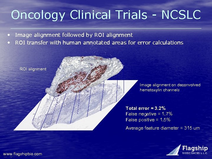 Oncology Clinical Trials - NCSLC • Image alignment followed by ROI alignment • ROI