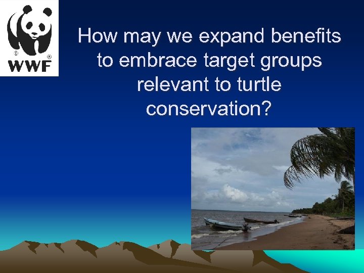 How may we expand benefits to embrace target groups relevant to turtle conservation? 