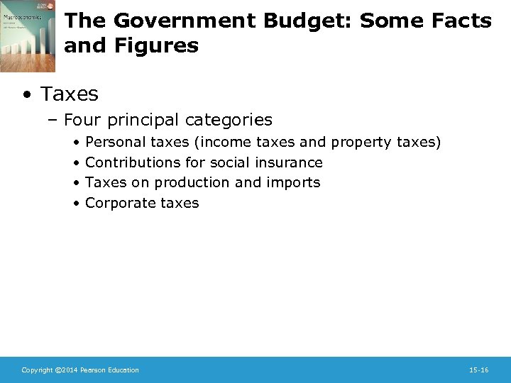 The Government Budget: Some Facts and Figures • Taxes – Four principal categories •