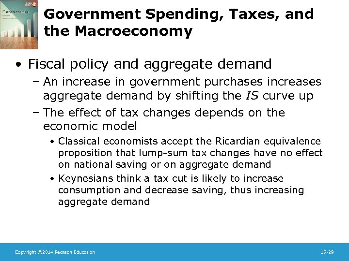 Government Spending, Taxes, and the Macroeconomy • Fiscal policy and aggregate demand – An