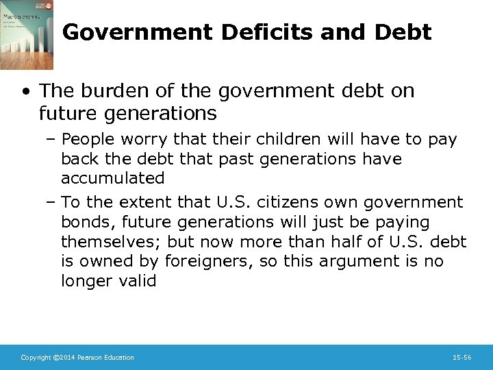 Government Deficits and Debt • The burden of the government debt on future generations