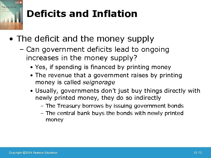 Deficits and Inflation • The deficit and the money supply – Can government deficits