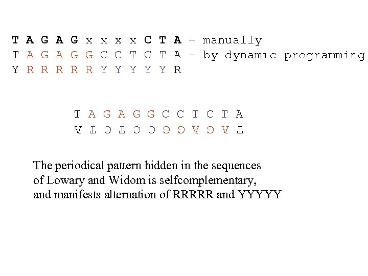 T A G x x C T A – manually T A G G