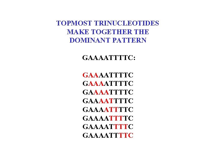 TOPMOST TRINUCLEOTIDES MAKE TOGETHER THE DOMINANT PATTERN GAAAATTTTC: GAAAATTTTC GAAAATTTTC 