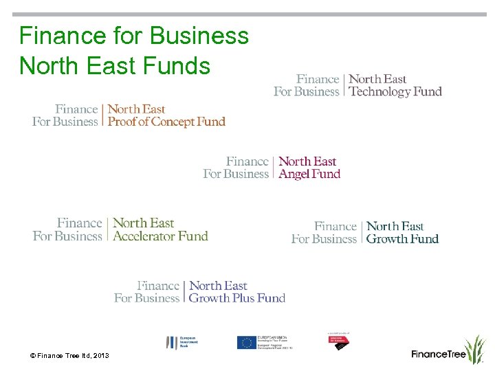Finance for Business North East Funds © Finance Tree ltd, 2013 
