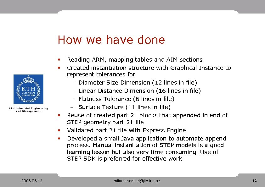 How we have done • • • 2008 -03 -12 Reading ARM, mapping tables