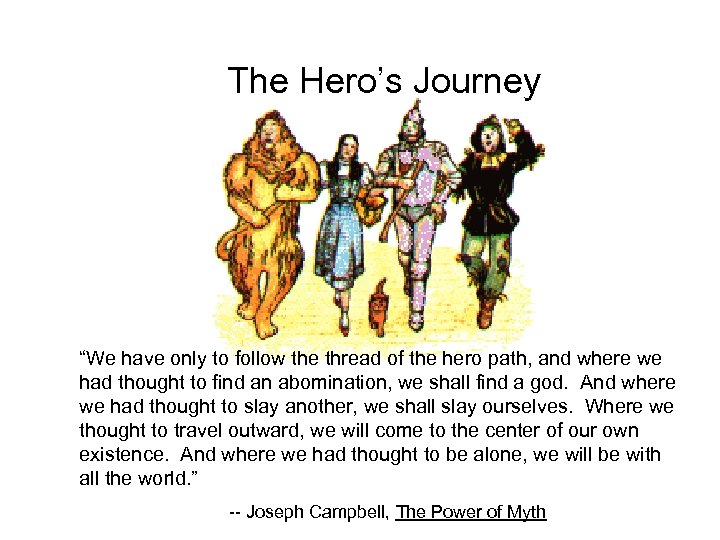 The Hero’s Journey “We have only to follow the thread of the hero path,