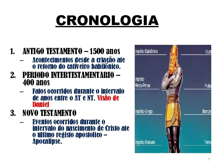 CRONOLOGIA 1. ANTIGO TESTAMENTO – 1500 anos – Acontecimentos desde a criação até o
