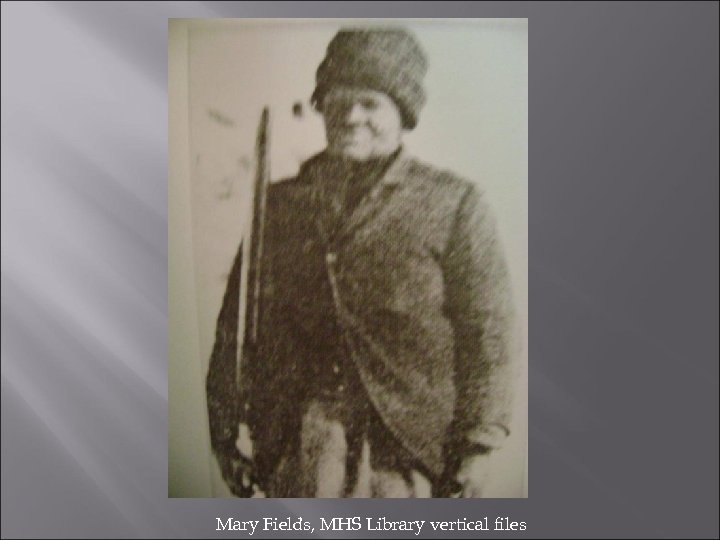 Mary Fields, MHS Library vertical files 