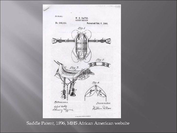 Saddle Patent, 1896, MHS African American website 