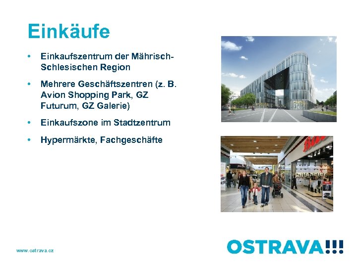 Einkäufe • Einkaufszentrum der Mährisch. Schlesischen Region • Mehrere Geschäftszentren (z. B. Avion Shopping