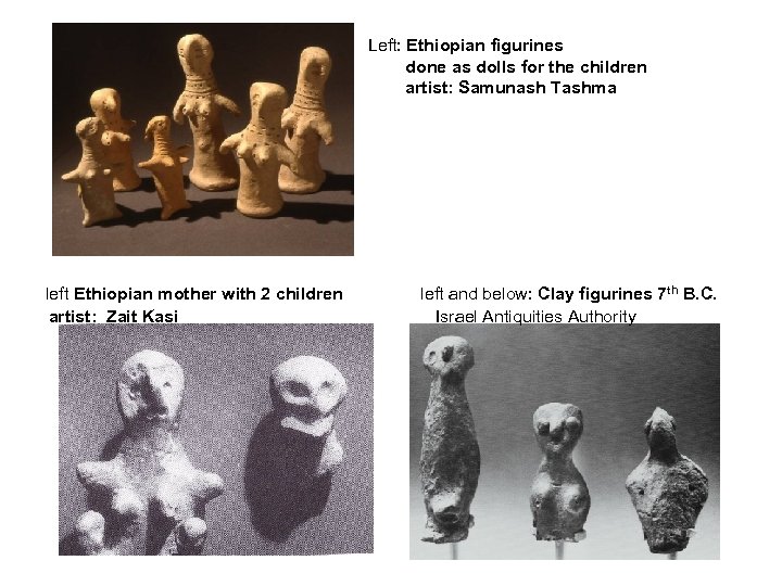 Left: Ethiopian figurines done as dolls for the children artist: Samunash Tashma left Ethiopian