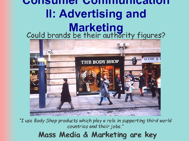 Consumer Communication II: Advertising and Marketing Could brands be their authority figures? “I use
