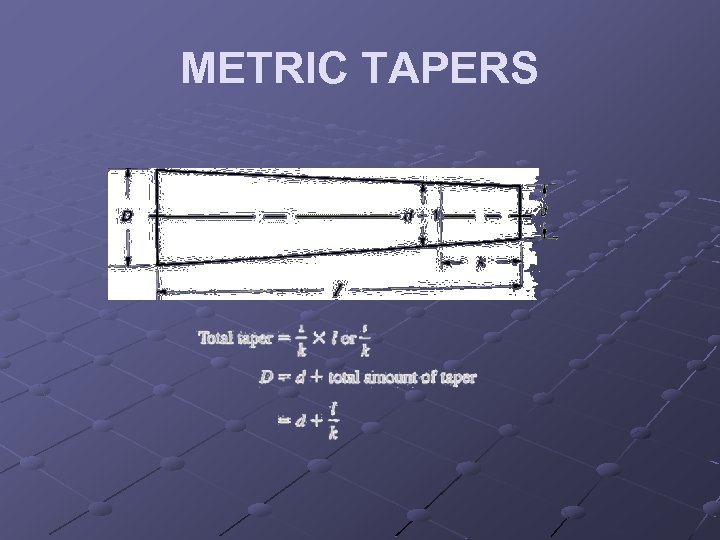 METRIC TAPERS 