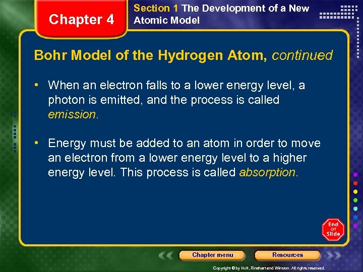 Chapter 4 Section 1 The Development of a New Atomic Model Bohr Model of