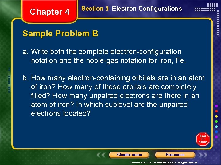 Chapter 4 Section 3 Electron Configurations Sample Problem B a. Write both the complete