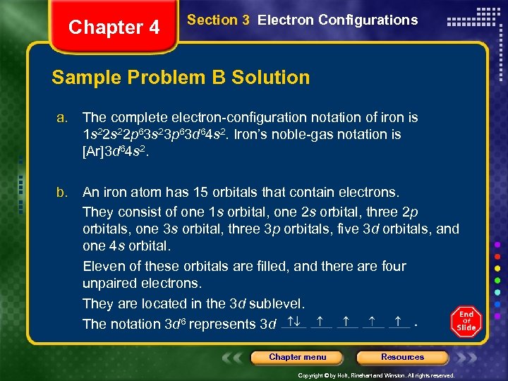 Chapter 4 Section 3 Electron Configurations Sample Problem B Solution a. The complete electron-configuration