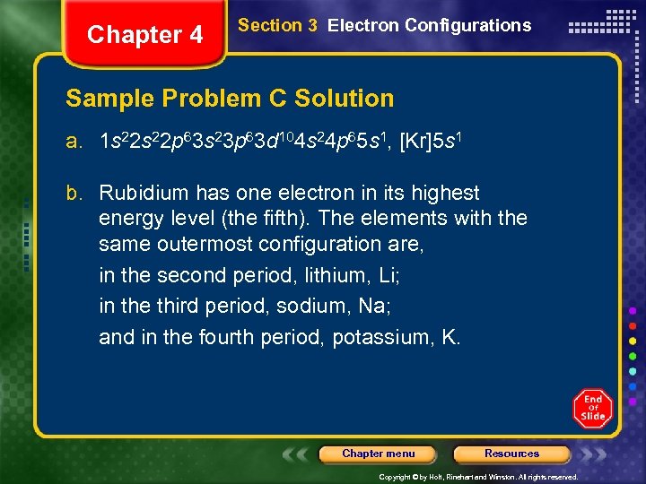 Chapter 4 Section 3 Electron Configurations Sample Problem C Solution a. 1 s 22