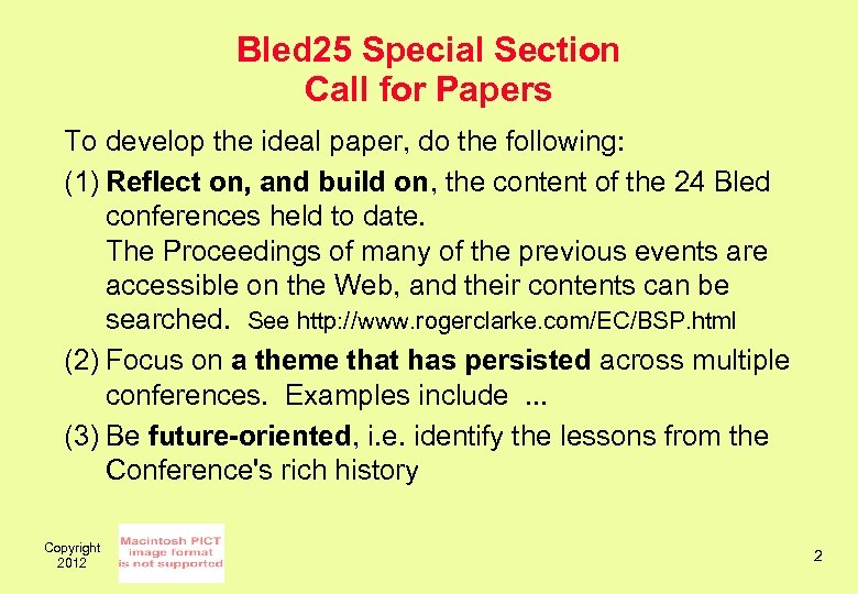 Bled 25 Special Section Call for Papers To develop the ideal paper, do the