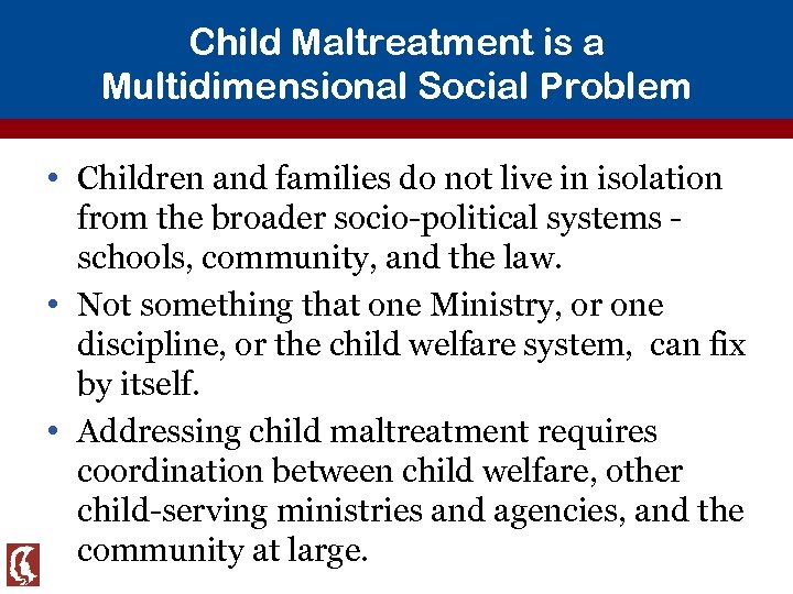 Child Maltreatment is a Multidimensional Social Problem • Children and families do not live