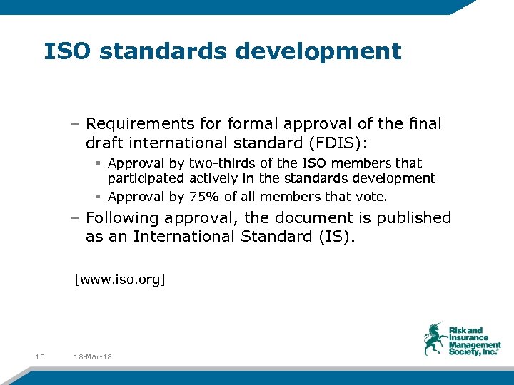 ISO standards development – Requirements formal approval of the final draft international standard (FDIS):