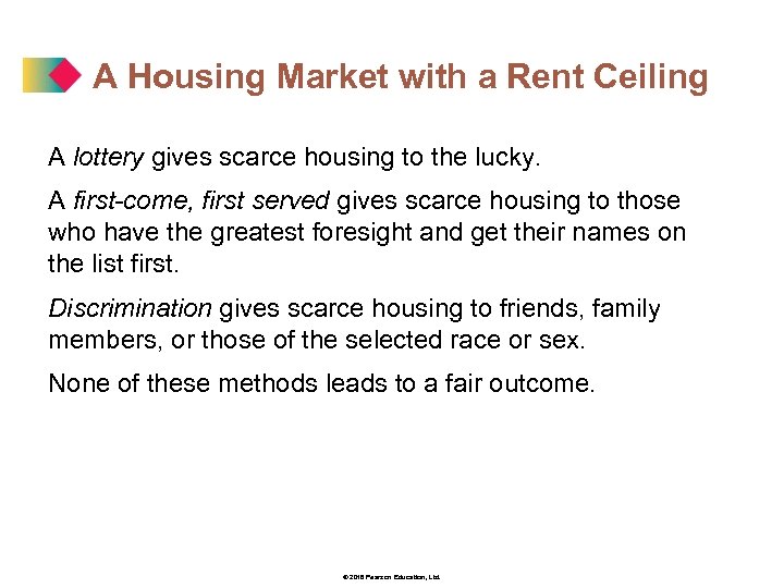 A Housing Market with a Rent Ceiling A lottery gives scarce housing to the