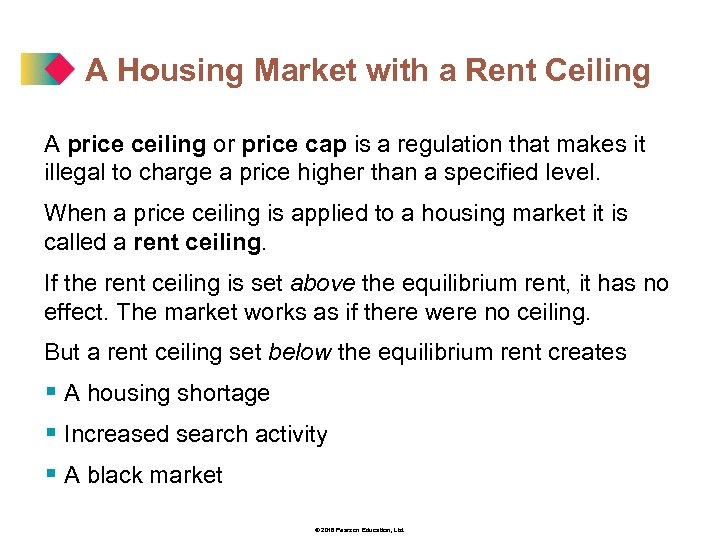 A Housing Market with a Rent Ceiling A price ceiling or price cap is