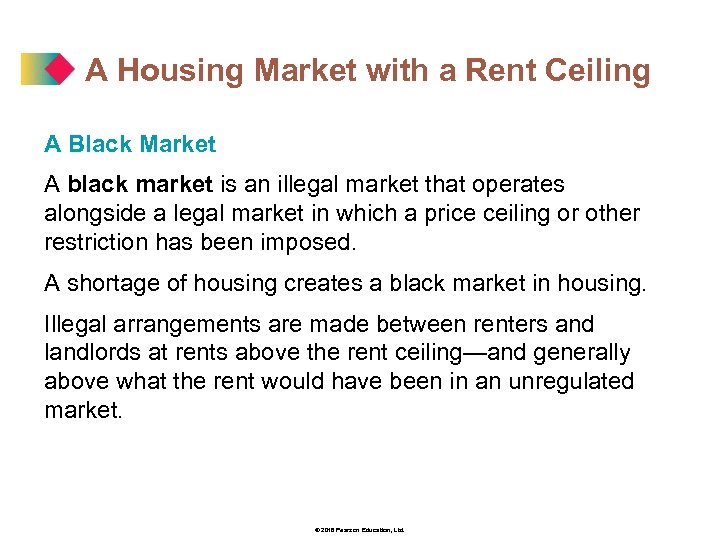 A Housing Market with a Rent Ceiling A Black Market A black market is