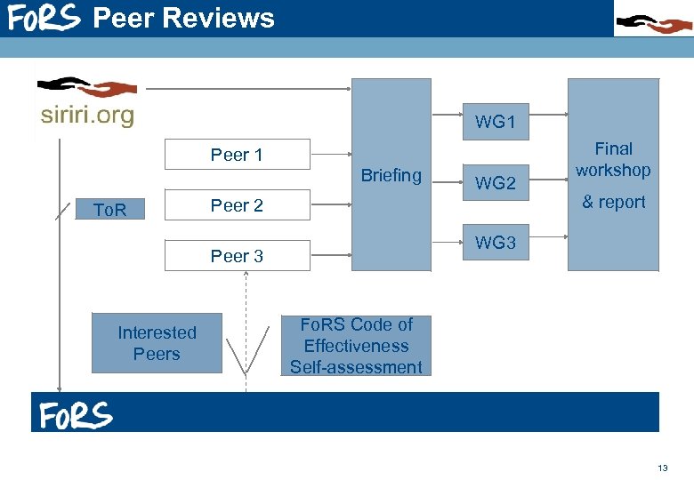 Peer Reviews WG 1 Peer 1 Briefing To. R Peer 2 & report WG