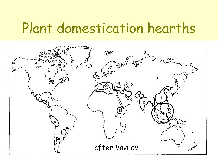 Plant domestication hearths after Vavilov 