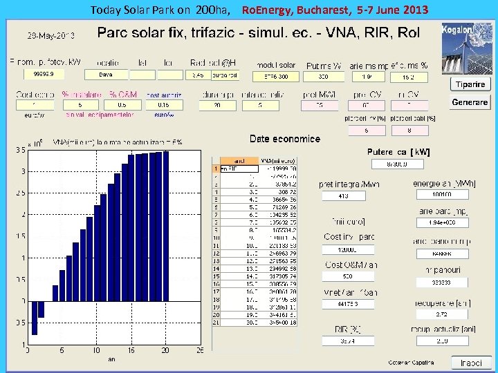 Today Solar Park on 200 ha, Ro. Energy, Bucharest, 5 -7 June 2013 