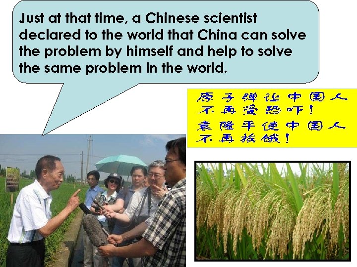 Just at that time, a Chinese scientist declared to the world that China can