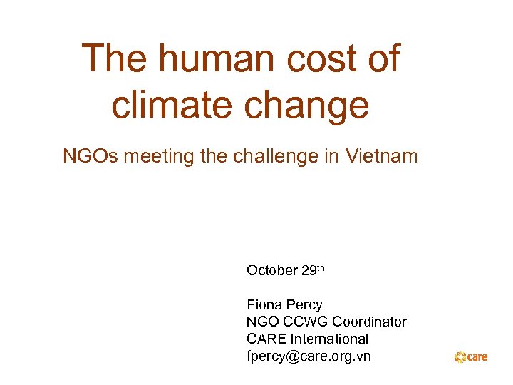 The human cost of climate change NGOs meeting the challenge in Vietnam October 29