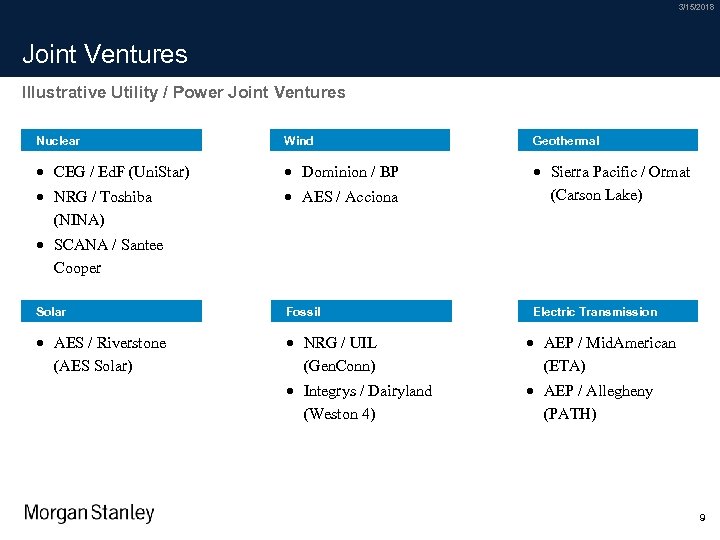 3/15/2018 Joint Ventures Illustrative Utility / Power Joint Ventures Nuclear Wind Geothermal · CEG