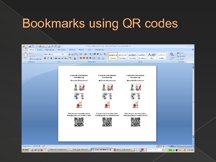 Bookmarks using QR codes 