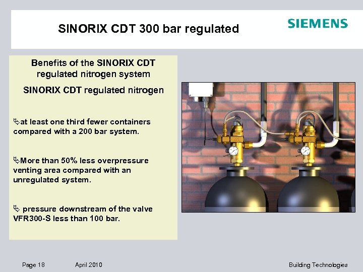 SINORIX CDT 300 bar regulated Benefits of the SINORIX CDT regulated nitrogen system SINORIX