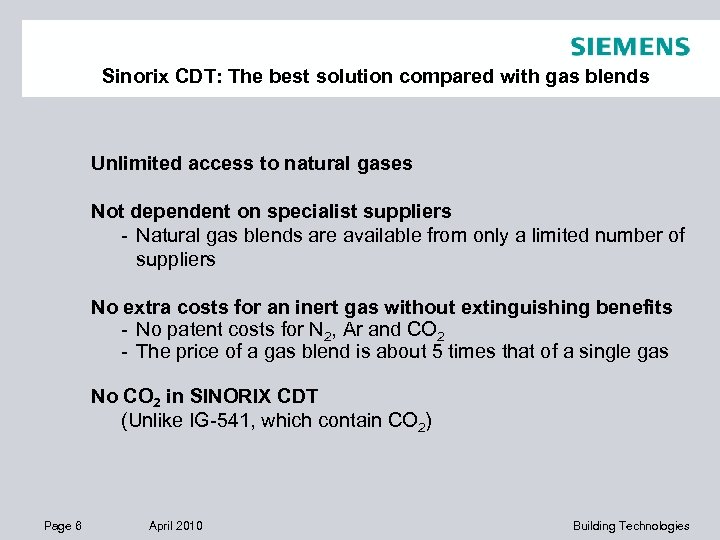 Sinorix CDT: The best solution compared with gas blends Unlimited access to natural gases