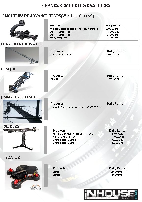 CRANES, REMOTE HEADS, SLIDERS FLIGHTHEADV ADVANCE HEADS(Wireless Control) Products Wireless Stabilizing Head(Flight. Head. V
