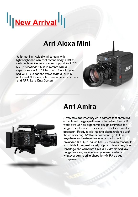 New Arrival Arri Alexa Mini 35 format film-style digital camera with lightweight and compact