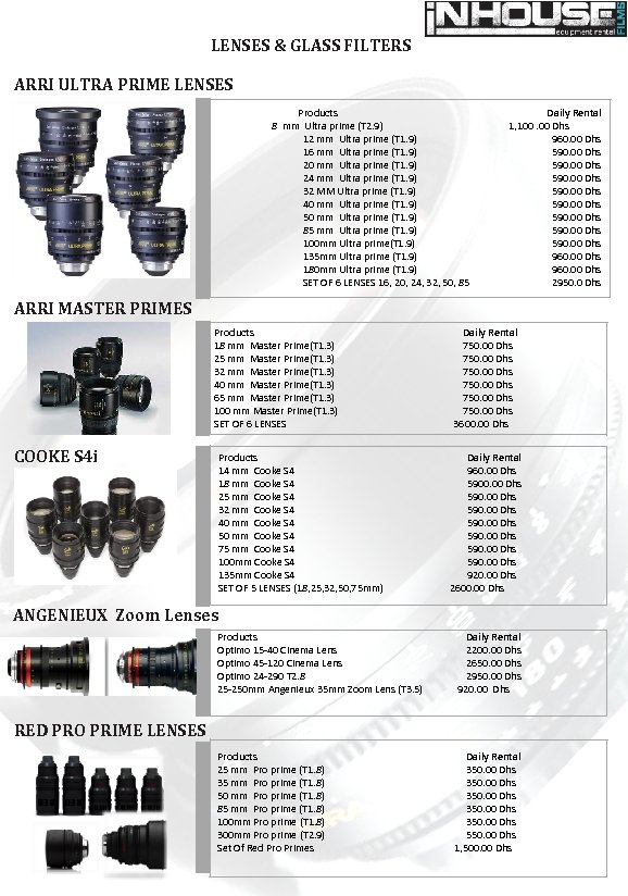 LENSES & GLASS FILTERS ARRI ULTRA PRIME LENSES Products Daily Rental 8 mm Ultra