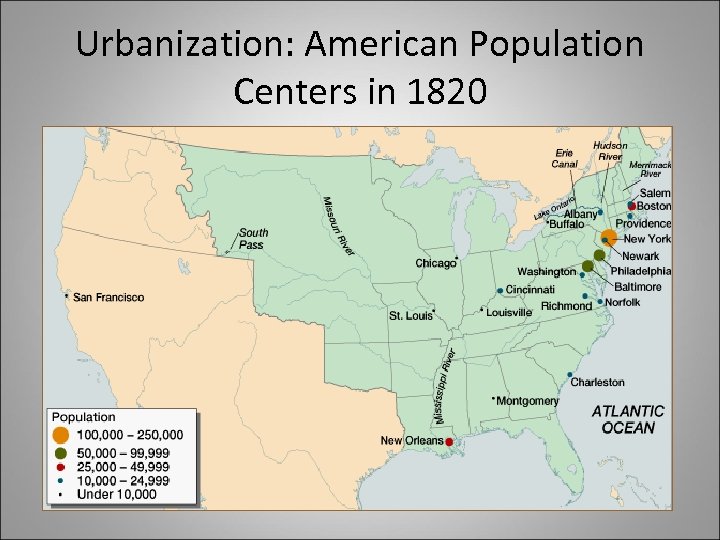 Urbanization: American Population Centers in 1820 