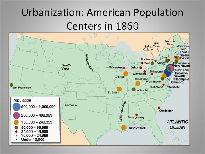 Urbanization: American Population Centers in 1860 