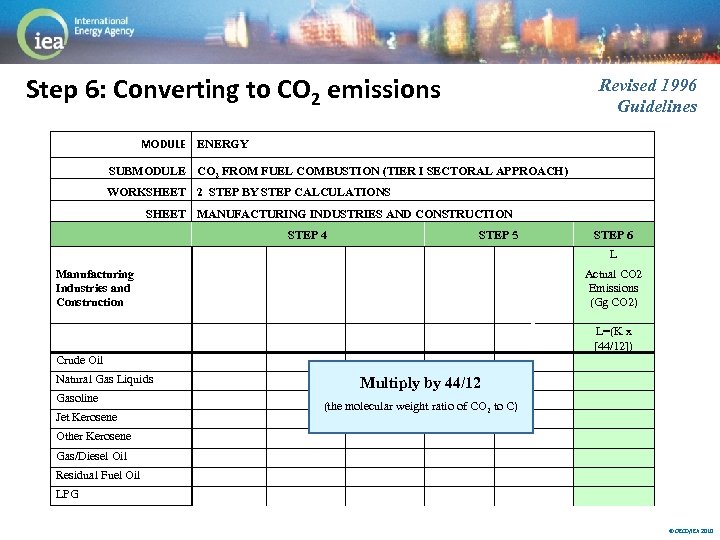 Step 6: Converting to CO 2 emissions Revised 1996 Guidelines MODULE ENERGY SUBMODULE CO